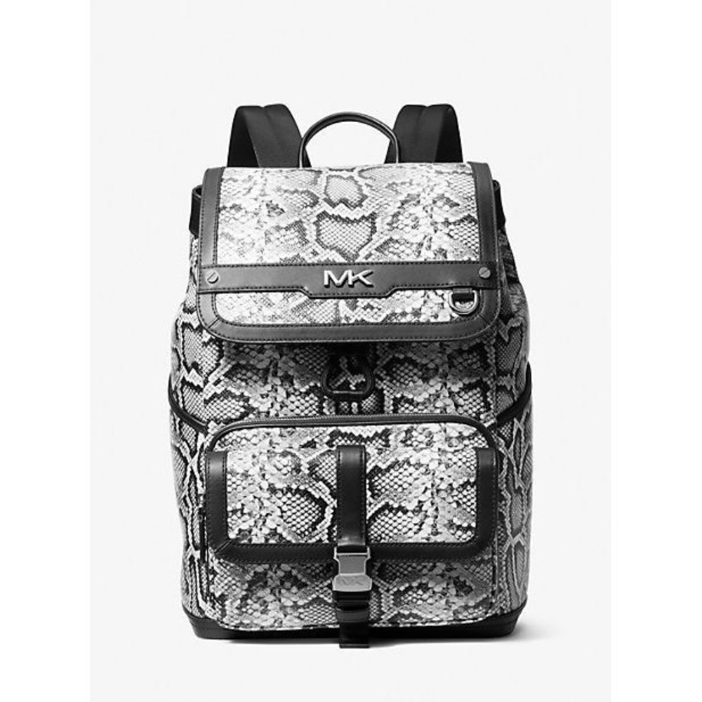 Michael Kors Black & White Snake-Print Backpack